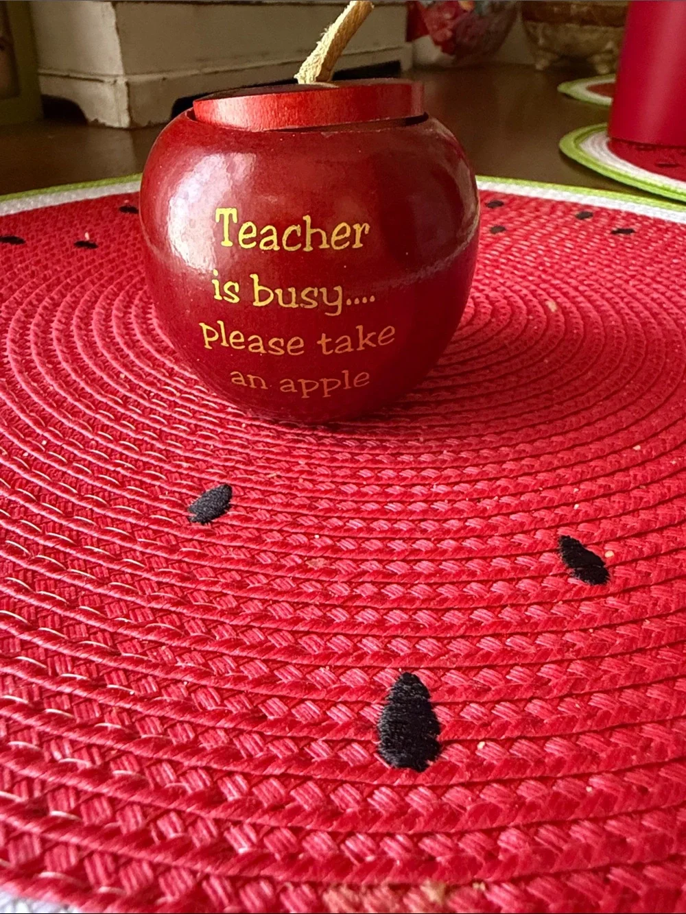 Teacher Apple Candle - Red Decorative Apple Accent